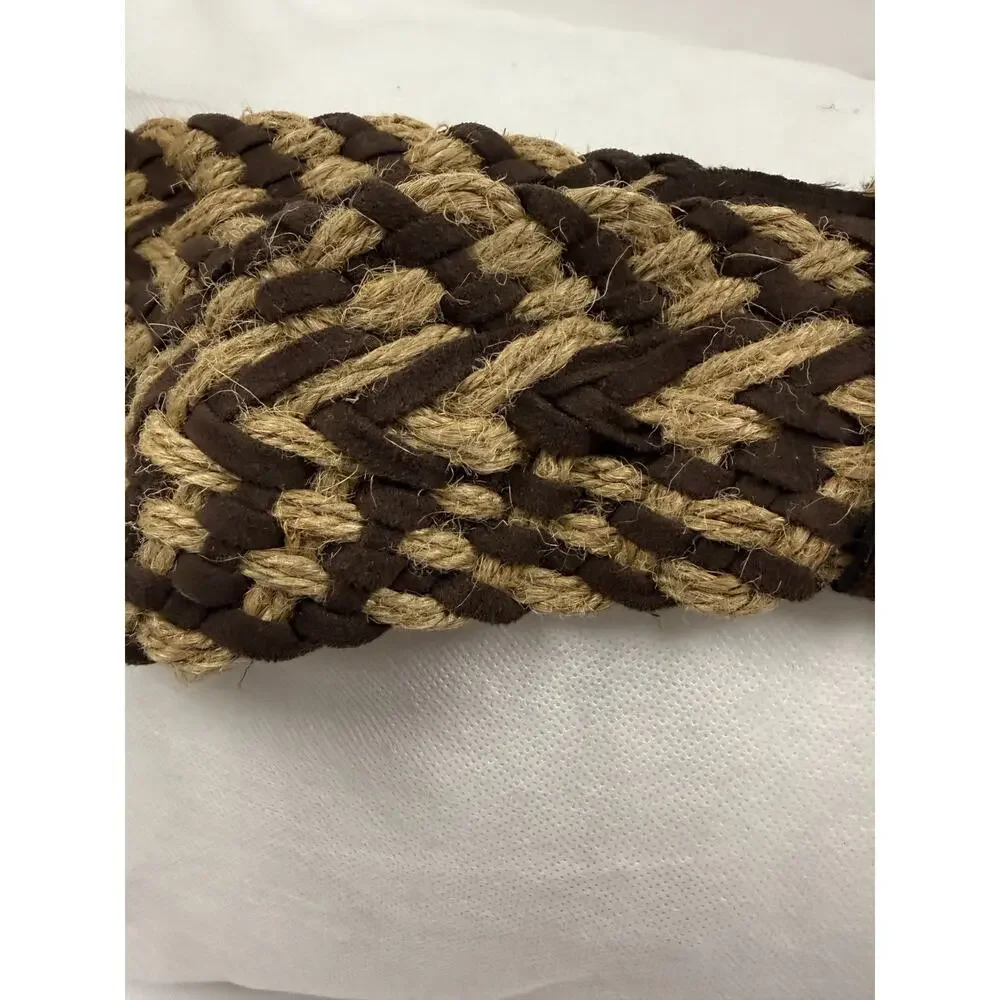 Braided Jute Rope Belt Boho Western O Ring Buckle Brown Tan Plus Size 2X 3X